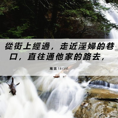 Picture 06 - 箴 言 7:8 CUVT - 從 街 上 經 過 ， 走 近 淫 婦 的 巷 - Bible Verse Picture