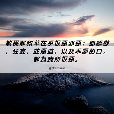 Picture 06 - 箴 言 8:13 CUVT - 敬 畏 耶 和 華 在 乎 恨 惡 邪 惡 ； - Bible Verse Picture