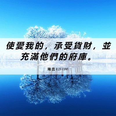 Picture 06 - 箴 言 8:21 CUVT - 使 愛 我 的 ， 承 受 貨 財 ， 並 充 - Bible Verse Picture