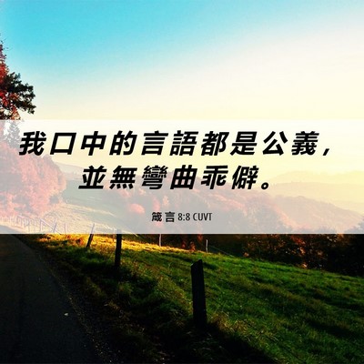 Picture 06 - 箴 言 8:8 CUVT - 我 口 中 的 言 語 都 是 公 義 ， 並 - Bible Verse Picture