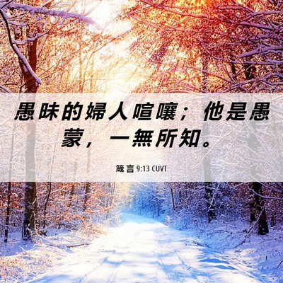 Picture 06 - 箴 言 9:13 CUVT - 愚 昧 的 婦 人 喧 嚷 ； 他 是 愚 蒙 - Bible Verse Picture