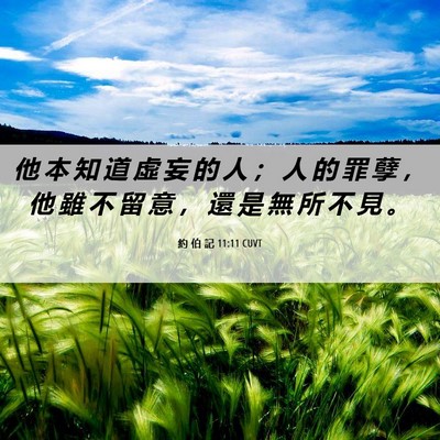 Picture 06 - 約 伯 記 11:11 CUVT - 他 本 知 道 虛 妄 的 人 ； 人 的 罪 - Bible Verse Picture