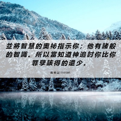 Picture 06 - 約 伯 記 11:6 CUVT - 並 將 智 慧 的 奧 祕 指 示 你 ； 他 - Bible Verse Picture