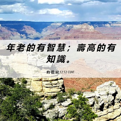 Picture 06 - 約 伯 記 12:12 CUVT - 年 老 的 有 智 慧 ； 壽 高 的 有 知 - Bible Verse Picture