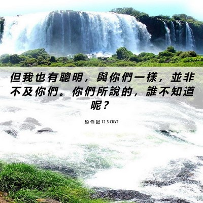 Picture 06 - 約 伯 記 12:3 CUVT - 但 我 也 有 聰 明 ， 與 你 們 一 樣 - Bible Verse Picture
