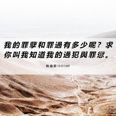 Picture 06 - 約 伯 記 13:23 CUVT - 我 的 罪 孽 和 罪 過 有 多 少 呢 ？ - Bible Verse Picture
