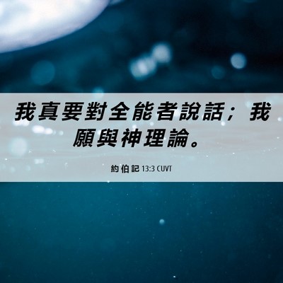Picture 06 - 約 伯 記 13:3 CUVT - 我 真 要 對 全 能 者 說 話 ； 我 願 - Bible Verse Picture