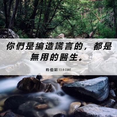 Picture 06 - 約 伯 記 13:4 CUVT - 你 們 是 編 造 謊 言 的 ， 都 是 無 - Bible Verse Picture