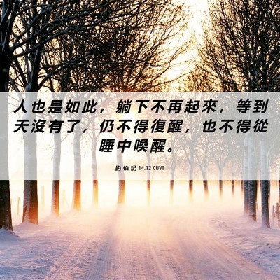 Picture 06 - 約 伯 記 14:12 CUVT - 人 也 是 如 此 ， 躺 下 不 再 起 來 - Bible Verse Picture