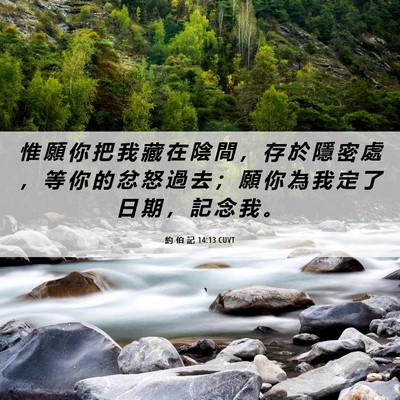 Picture 06 - 約 伯 記 14:13 CUVT - 惟 願 你 把 我 藏 在 陰 間 ， 存 於 - Bible Verse Picture