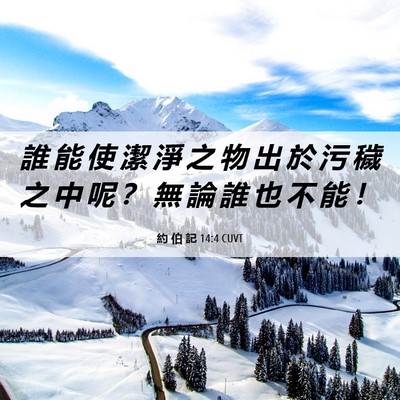 Picture 06 - 約 伯 記 14:4 CUVT - 誰 能 使 潔 淨 之 物 出 於 污 穢 之 - Bible Verse Picture