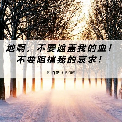 Picture 06 - 約 伯 記 16:18 CUVT - 地 啊 ， 不 要 遮 蓋 我 的 血 ！ 不 - Bible Verse Picture
