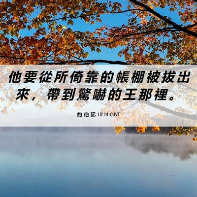 Picture 06 - 約 伯 記 18:14 CUVT - 他 要 從 所 倚 靠 的 帳 棚 被 拔 出 - Bible Verse Picture