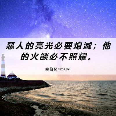 Picture 06 - 約 伯 記 18:5 CUVT - 惡 人 的 亮 光 必 要 熄 滅 ； 他 的 - Bible Verse Picture