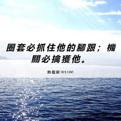 Picture 06 - 約 伯 記 18:9 CUVT - 圈 套 必 抓 住 他 的 腳 跟 ； 機 關 - Bible Verse Picture