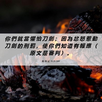 Picture 06 - 約 伯 記 19:29 CUVT - 你 們 就 當 懼 怕 刀 劍 ； 因 為 忿 - Bible Verse Picture