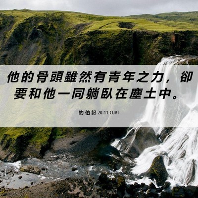 Picture 06 - 約 伯 記 20:11 CUVT - 他 的 骨 頭 雖 然 有 青 年 之 力 ， - Bible Verse Picture
