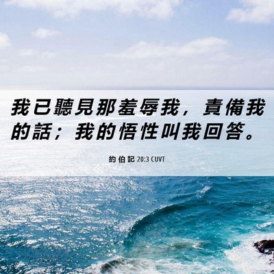 Picture 06 - 約 伯 記 20:3 CUVT - 我 已 聽 見 那 羞 辱 我 ， 責 備 我 - Bible Verse Picture