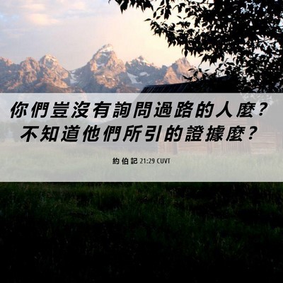 Picture 06 - 約 伯 記 21:29 CUVT - 你 們 豈 沒 有 詢 問 過 路 的 人 麼 - Bible Verse Picture