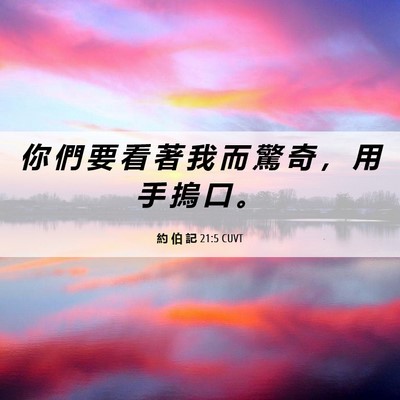 Picture 06 - 約 伯 記 21:5 CUVT - 你 們 要 看 著 我 而 驚 奇 ， 用 手 - Bible Verse Picture