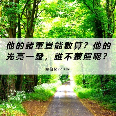 Picture 06 - 約 伯 記 25:3 CUVT - 他 的 諸 軍 豈 能 數 算 ？ 他 的 光 - Bible Verse Picture