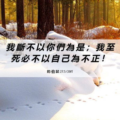 Picture 06 - 約 伯 記 27:5 CUVT - 我 斷 不 以 你 們 為 是 ； 我 至 死 - Bible Verse Picture