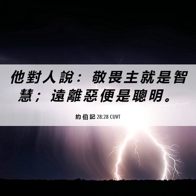 Picture 06 - 約 伯 記 28:28 CUVT - 他 對 人 說 ： 敬 畏 主 就 是 智 慧 - Bible Verse Picture