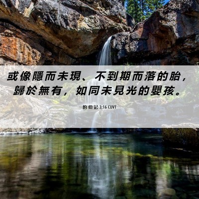 Picture 06 - 約 伯 記 3:16 CUVT - 或 像 隱 而 未 現 、 不 到 期 而 落 - Bible Verse Picture