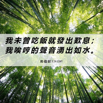 Picture 06 - 約 伯 記 3:24 CUVT - 我 未 曾 吃 飯 就 發 出 歎 息 ； 我 - Bible Verse Picture