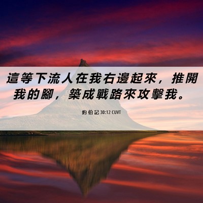 Picture 06 - 約 伯 記 30:12 CUVT - 這 等 下 流 人 在 我 右 邊 起 來 ， - Bible Verse Picture