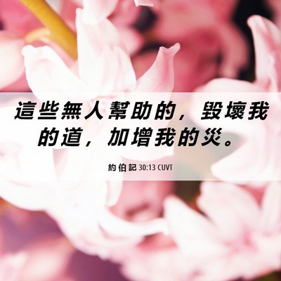 Picture 06 - 約 伯 記 30:13 CUVT - 這 些 無 人 幫 助 的 ， 毀 壞 我 的 - Bible Verse Picture