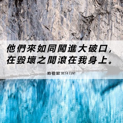 Picture 06 - 約 伯 記 30:14 CUVT - 他 們 來 如 同 闖 進 大 破 口 ， 在 - Bible Verse Picture