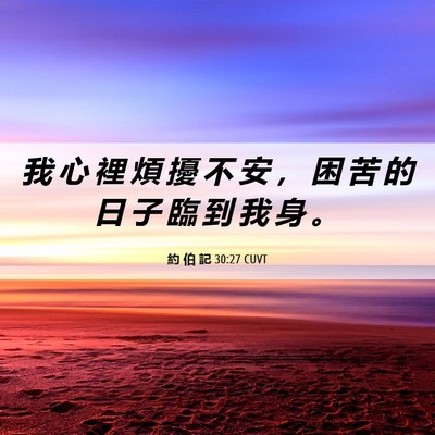 Picture 06 - 約 伯 記 30:27 CUVT - 我 心 裡 煩 擾 不 安 ， 困 苦 的 日 - Bible Verse Picture