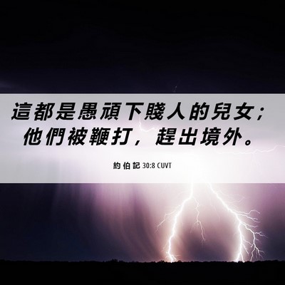Picture 06 - 約 伯 記 30:8 CUVT - 這 都 是 愚 頑 下 賤 人 的 兒 女 ； - Bible Verse Picture