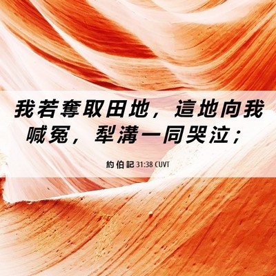 Picture 06 - 約 伯 記 31:38 CUVT - 我 若 奪 取 田 地 ， 這 地 向 我 喊 - Bible Verse Picture