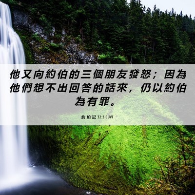 Picture 06 - 約 伯 記 32:3 CUVT - 他 又 向 約 伯 的 三 個 朋 友 發 怒 - Bible Verse Picture