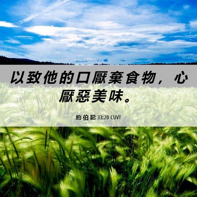 Picture 06 - 約 伯 記 33:20 CUVT - 以 致 他 的 口 厭 棄 食 物 ， 心 厭 - Bible Verse Picture