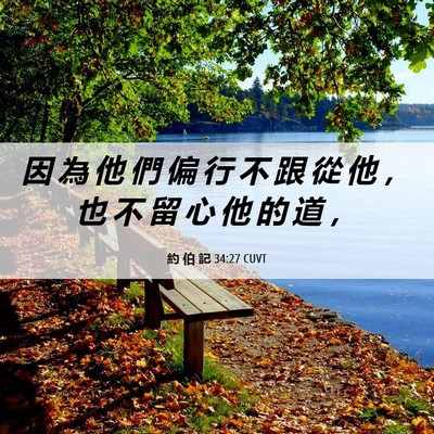 Picture 06 - 約 伯 記 34:27 CUVT - 因 為 他 們 偏 行 不 跟 從 他 ， 也 - Bible Verse Picture