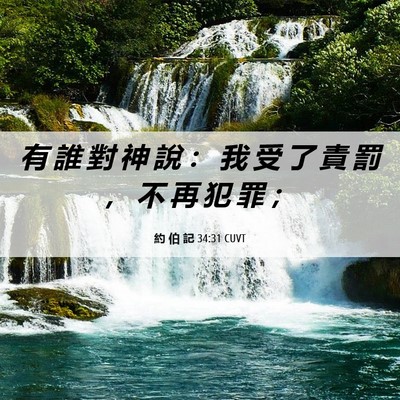 Picture 06 - 約 伯 記 34:31 CUVT - 有 誰 對 神 說 ： 我 受 了 責 罰 ， - Bible Verse Picture