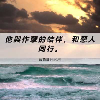 Picture 06 - 約 伯 記 34:8 CUVT - 他 與 作 孽 的 結 伴 ， 和 惡 人 同 - Bible Verse Picture