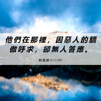 Picture 06 - 約 伯 記 35:12 CUVT - 他 們 在 那 裡 ， 因 惡 人 的 驕 傲 - Bible Verse Picture