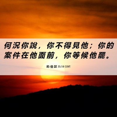 Picture 06 - 約 伯 記 35:14 CUVT - 何 況 你 說 ， 你 不 得 見 他 ； 你 - Bible Verse Picture