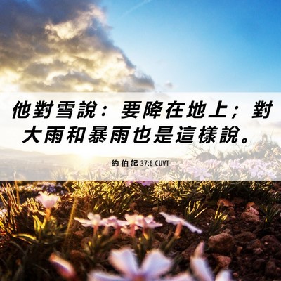 Picture 06 - 約 伯 記 37:6 CUVT - 他 對 雪 說 ： 要 降 在 地 上 ； 對 - Bible Verse Picture