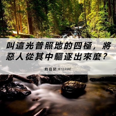 Picture 06 - 約 伯 記 38:13 CUVT - 叫 這 光 普 照 地 的 四 極 ， 將 惡 - Bible Verse Picture
