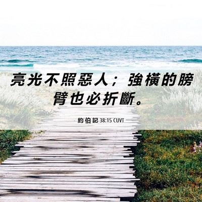 Picture 06 - 約 伯 記 38:15 CUVT - 亮 光 不 照 惡 人 ； 強 橫 的 膀 臂 - Bible Verse Picture