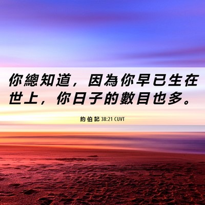Picture 06 - 約 伯 記 38:21 CUVT - 你 總 知 道 ， 因 為 你 早 已 生 在 - Bible Verse Picture