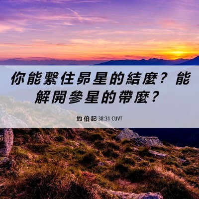 Picture 06 - 約 伯 記 38:31 CUVT - 你 能 繫 住 昴 星 的 結 麼 ？ 能 解 - Bible Verse Picture