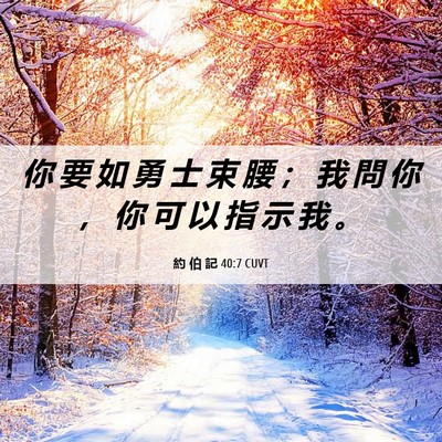 Picture 06 - 約 伯 記 40:7 CUVT - 你 要 如 勇 士 束 腰 ； 我 問 你 ， - Bible Verse Picture