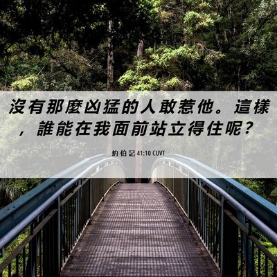 Picture 06 - 約 伯 記 41:10 CUVT - 沒 有 那 麼 凶 猛 的 人 敢 惹 他 。 - Bible Verse Picture