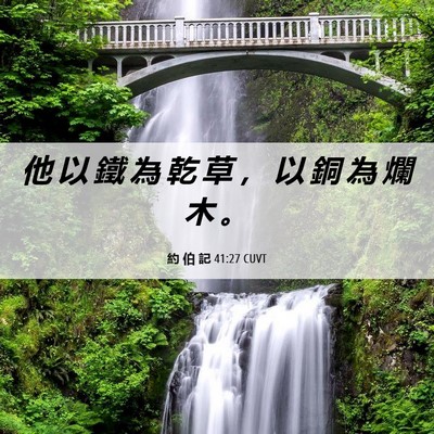 Picture 06 - 約 伯 記 41:27 CUVT - 他 以 鐵 為 乾 草 ， 以 銅 為 爛 木 - Bible Verse Picture